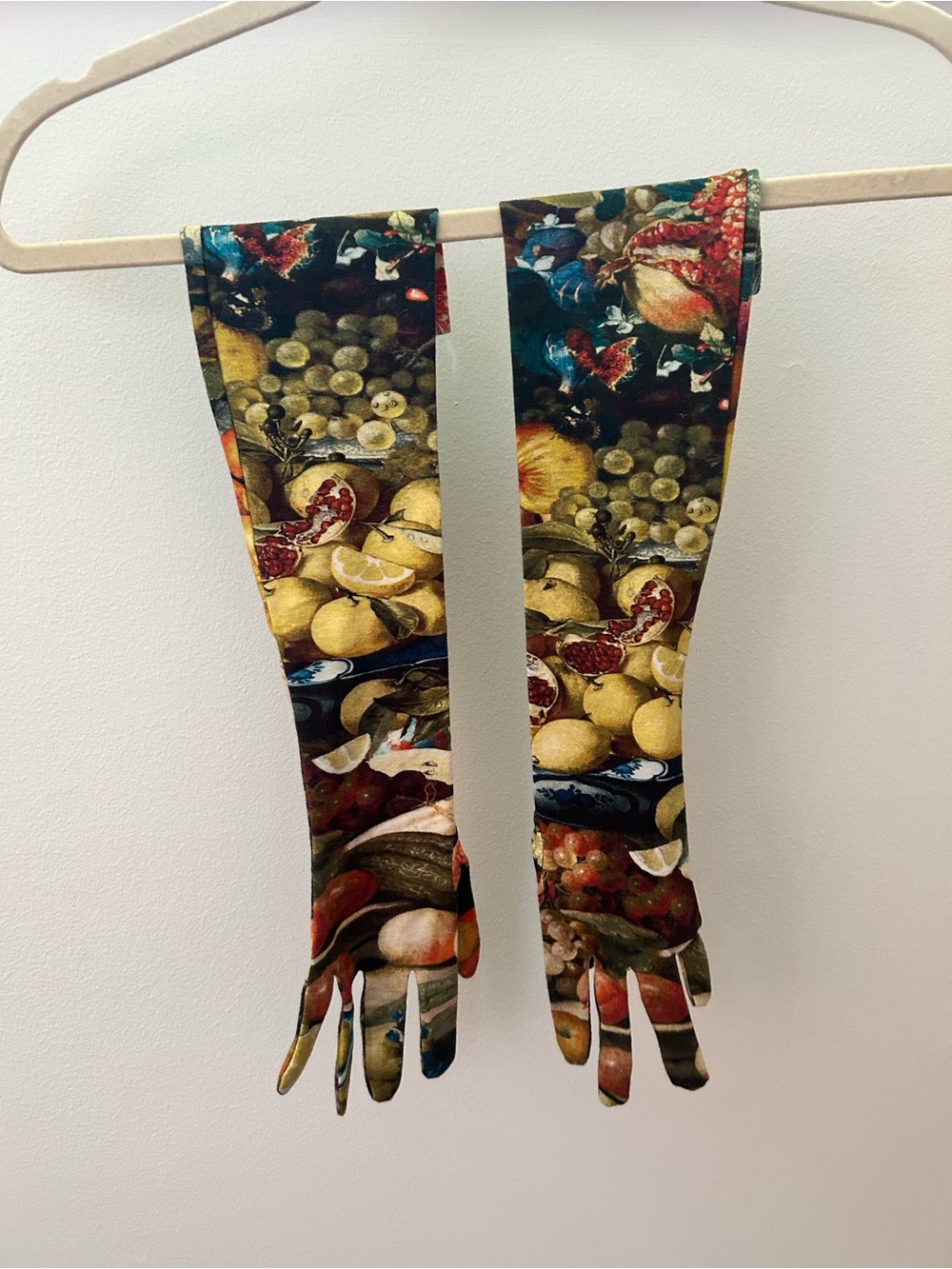 Samantha Pleet Still Life Fruit Print Opera Gloves Long Stretch